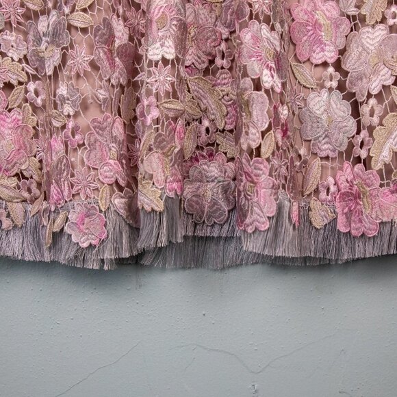 Elie Tahari Laura pink floral lace a-line dress-6 - Picture 4 of 7